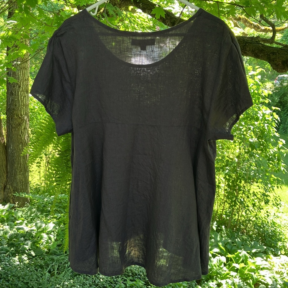 Flax Charcoal Gray Linen Too Hi-Li Hem Size Medium EUC - Picture 5 of 7